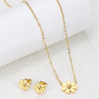 China Cute Fine Stainless Steel Non Tarnish Boho Cute Flower Elegant Jewelry Dangle Jewelry Sets For Women for sale