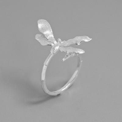 China Trendy Vintage 925 Sterling Silver Dragonfly Rings For Women Adjustable Ring for sale