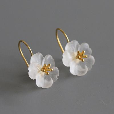 China Crystal Flower Earrings For Women natural FASHIONABLE Sterling Silver Jewelry for sale