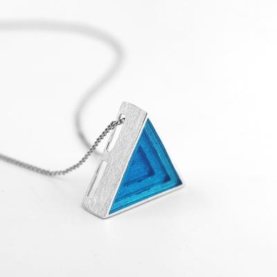 China TRENDY 925 Sterling Silver Geometric Solid Multilayer Triangle Pendant Fashion Charms Silver Jewelry for sale