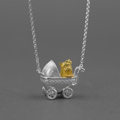 China Wholesale FASHIONABLE 925 Sterling Silver Chain Necklace Puppy Carriage For Women Jewelry for sale