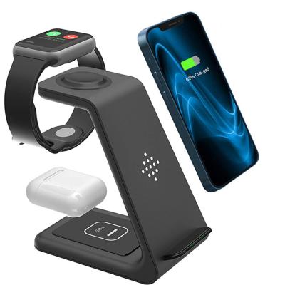 China Mobile Phone Charging 3in1 Portable Fast QI Charger T3 Wireless Desktop 3 in 1 Charging Stand for iwatch765432 Airpods pro for sale