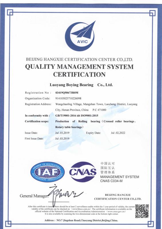 ISO9001 - Luoyang Boying Bearing Co., Ltd.