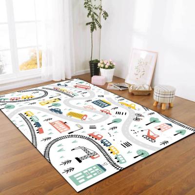 China Thick Washable Polyester Kids Carpet Playmat Blanket Road Traffic Play Mat for sale