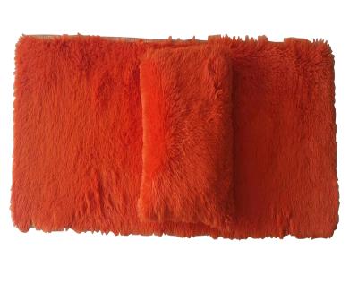 China Washable Bright Red Orange Velvet Shaggy Rugs Faux Fur Pillow Fluffy Covers Fluffy Soft Square Cushion Cover for sale