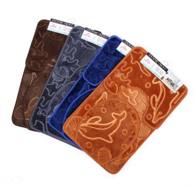 China Wholesale Low Price Washable Embossing Bathroom Anti-Slip Solid Color Floor Mats Toilet Bath Mats 3pc/pieces for sale