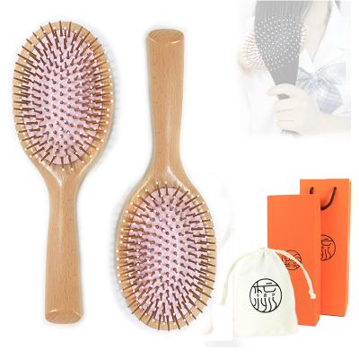 China Wholesale Healthy Natural Wooden Hair Comb Scalp Detangling Brush Paddle Comb Wooden Hair Brush for sale