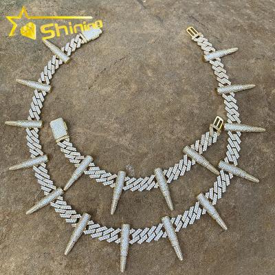 China New Arrival Hip Hop Bling Iced Out Lab Diamond Cz Lock Clasp Bullet Cuban Necklace for sale