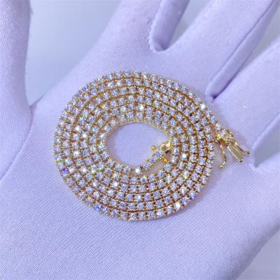 China Luxury Hiphop Solid 10K Gold 2.0mm Claw Set Si1/vs Natural Diamond Tennis Bracelet Necklace for sale