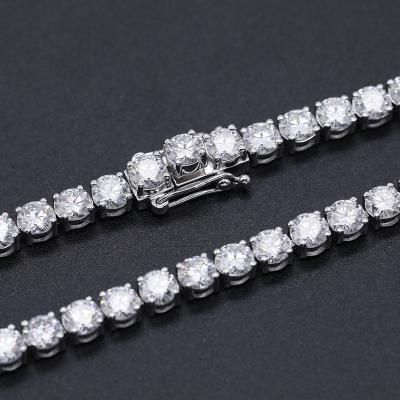 China Lab chains diamond moissanite vvs hiphop 3mm tennis necklace solid gold 18k white tennis chain for sale