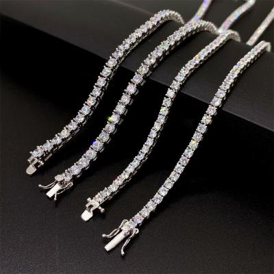 China 3mm 4mm 5mm 6mm 6.5mm Width Hip Hop Jewelry Wholesale Price Custom CLASSIC Zircon 925 Silver Tennis Chain CZ Necklace for sale