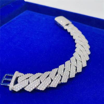 China Hot Selling Hiphop Cool Design Hio Hop Jewelry S925 Gold Plated Cuban Link Mens Cuban Link Bracelet Fully Iced Out for sale