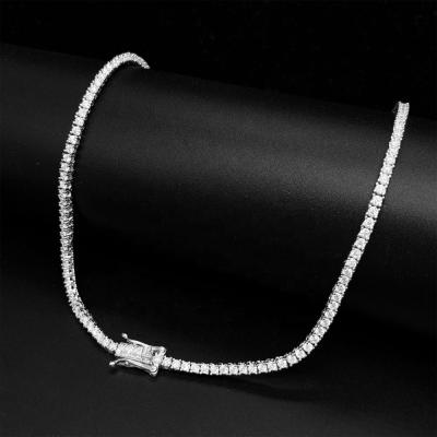 China CLASSIC 2mm Width Iced Out Bling Jewelry Bracelet Brass CZ Diamond Tennis Chain Gold Plated Zircon Necklace for sale