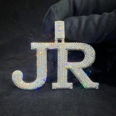 China Custom Iced Out S925 Moissanite Diamond Letter Full Hip Hop Initial Name Pendant Pendant for sale