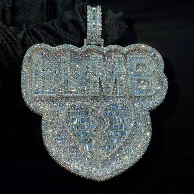 China Bussdown 300g 3D Solid Hip Hop Full Iced Out Heart LLMB Broken Logo Custom Wand S925 Moissanite Pendant for sale