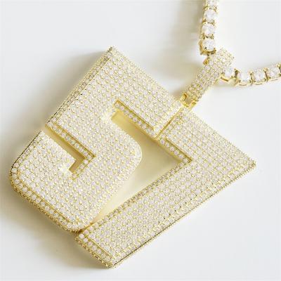 China Hot Sale CLASSIC Number Iced Out Charm Mens Jewelry Ice Pendant Chain S925 With CZ Number Pendant for sale