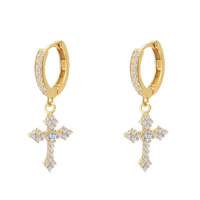 China CLASSIC ready to ship s925 moissanite jewelry hip hop jewelry with diamond earrings iced out cross earring for sale