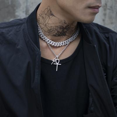 China Trendy Outlet Hip Hop Jewelry S925 Sterling Silver Super Moissanite Cross Iced Out Pendant Necklace For Men for sale