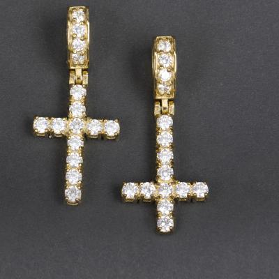 China Mens TRENDY Moissanite Diamond Cross Pendant Necklace Pendant Charms S925 Sterling Silver Iced Out Cross for sale