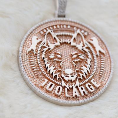 China Hiphop Round Shape Hip Hop S925 Silver Pendant Glazed Full With Moissanite Lion Head Luxury Pendant for sale