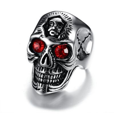 China CLASSIC Gothic Red Ring Personality Male Hip Hop Ring Steampunk Vintage Skeleton Zircon Skull Finger Ring for Men Jewelry Accessories for sale