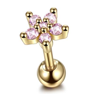 China TRENDY Flower Stud Earrings For Women Zircon Ear Bone Tragus Rook Conch Helix Cartilage Labret Piercings Jewelry for sale