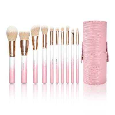 China Synthetic Stain Brush 10pcs Private Label Professional Brush Make Up Brush Set Cosmetic Tools Rose Gold Soft Nylon Wood LOGO Customized for sale