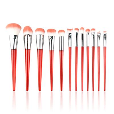 China Angular Blush Wholesale Luxury Vegan Private Label 12PC Plastic Base Eye Make Up Kit Makeup Custom Logo Makeup Brush Set for sale