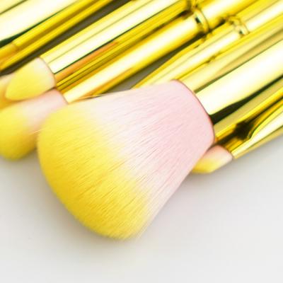 China Angular Blush 8pcs Gold Metal Handle High Quality Synthetic Fiber Makeup Brush Set Custom Logo Make Up Brush Set for sale