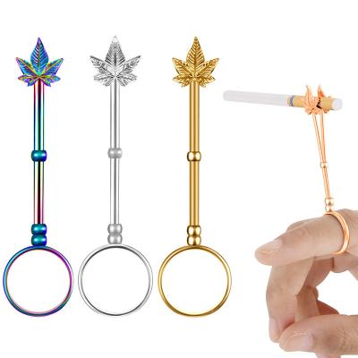 China Women Girls Cigarette Holder Accessories Portable Durable Metal Finger Smoking Clip Smoking Ring Holder for sale