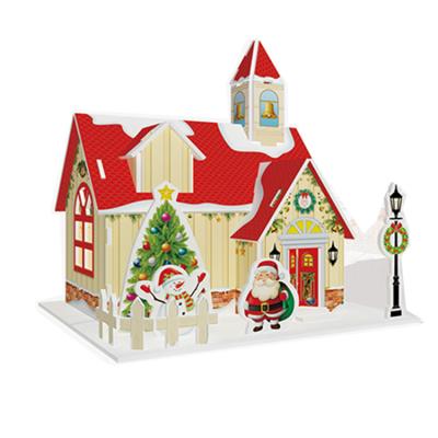 China Eco-friendly DIY 3D Christmas House Lights Puzzle for sale