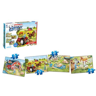 China Non-Toxic Kids IQ Puzzle Toy 4 in 1 Country Farm Puzzle Set for sale