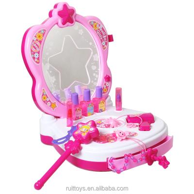 China Cosmetic Toy Makeup Set Girl Best Gift Pretend Magic Toys Dressing Table Mirror Toy with Sound and Light for sale