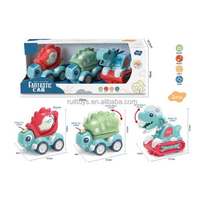 China Light Music Friction Cartoon Dinosaur Car Engineering Constructions Vehicle Toys Eco-friendly Material Electric Set for sale