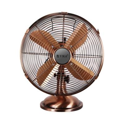 China Lower Noise Adjustable 3 Speeds Control 4 Blades Classic Aluminum Design Retro Metal Table Fan for sale