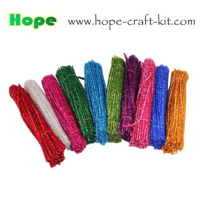 China Glitter chenille stems pipe cleaners for children creative DIY craft kit material Polyester or Polypropylene fiber+ Wire for sale