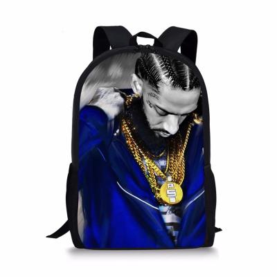 China Nipsey Hussle Art Print Custom Mochila Waterproof Polyester Laptop Bags Backpack Men School Bag Backpack For for sale