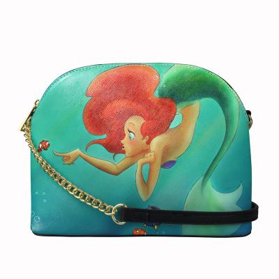 China Handbag With Chain Handle Mermaid Printing Mini Purse Kids Square Shoulder Small Bag PU Handbag With Chain Handle for sale