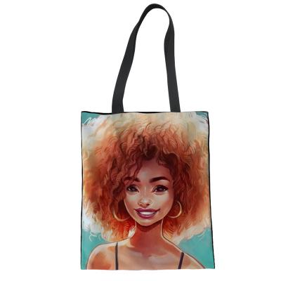 China Canvas Tote Shopping Bags Eco Friendly African Girls Customized Women African Art Cloth Shopper Bag High Quality for sale