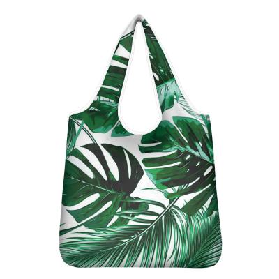 China Foldable Reusable Palm Printing Supermarket Grocery Bag Polyester Reusable Shopping Bag for sale