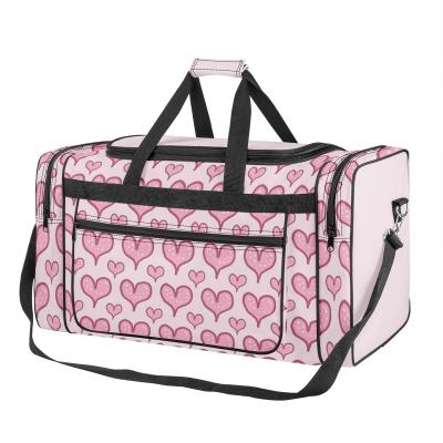 China Eco-friendly Cute Luxury Design Pink Heart Laggage Bag Woman Custom Travel Luggage Bags Duffel Bag Travel for sale