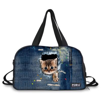 China High quality women travel duffel bag animal zoo cute cat printing women travel duffel bags large multicolor ladies travel bags for sale