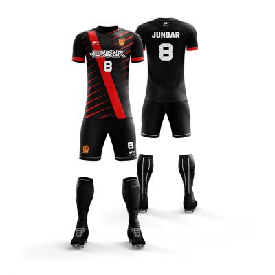 China Hot Selling 2022 Factory Price Polyester Football Shirts Jersey Sets Quick Dry Sportswear Men Soccer Wear Set for sale