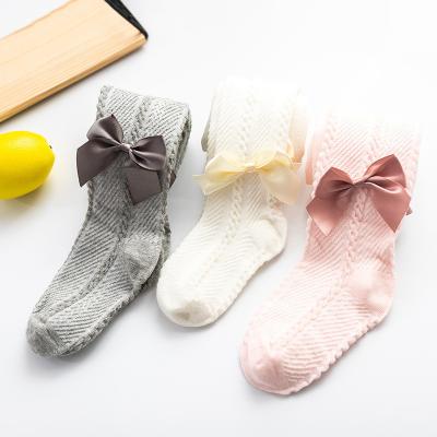 China Antibacterial Bowknot Kids Cotton Pantyhose Babies Infant Pantyhose Kids 0-10 Years Knitted Pantyhose Pantyhose for sale