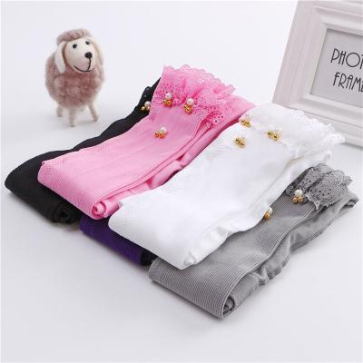 China QUICK DRY Girls Leggings Candy Color Skinny Lace Ruffles Mickey Beads Leggins For Baby Kids Children for sale