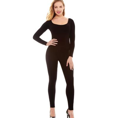 China Adult Breathable Round Long Sleeve Black Elastic Material Dance Ballerinas Tights Neck Jumpsuit for sale