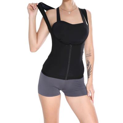 China Breathable Drop Shopping Tight Sleeveless Sweat Vest With Zipper Tummy Control Durable Sweat Sauna Vest Sports Neoprene Sweat Vest for sale