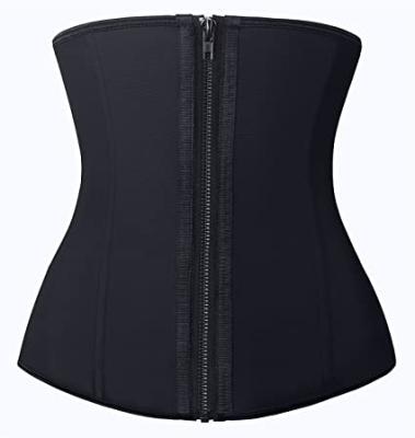 China Breathable Women Waist Trainer With Zipper 9 Steel Boned 3 Row Hooks Body Shaper For Lose Weight Belly Wrap Waist Trainer for sale