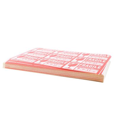 China Red Fragile Warning Stickers Red Color Warning Label Sticker Custom Fragile Roll Bundled Fragile Label for sale