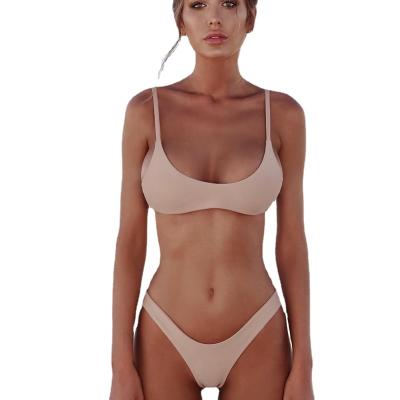 China Plus size 2021 new bikini split European and American multicolor bikini swimsuit nylon sexy ladies girl bikini 2 piece solid color women for sale